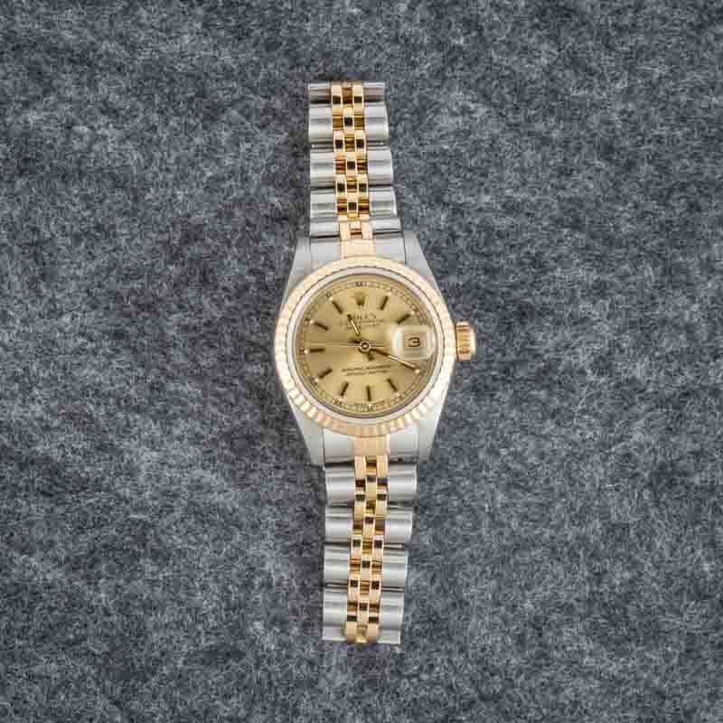 Ladies Rolex Datejust Two Tone 69173 Champagne Dial