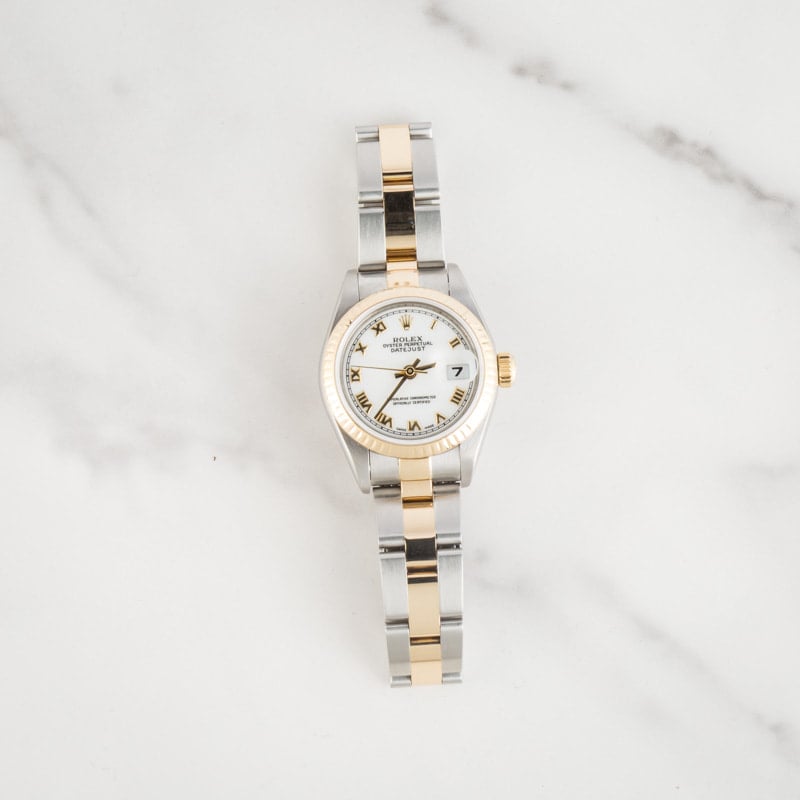 Used Rolex Lady Datejust Two Tone 69173 White Roman Dial