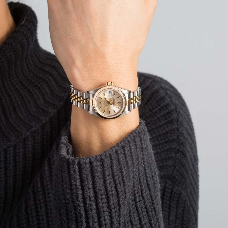 Lady Rolex Datejust Steel & Gold 69173 Silver Dial