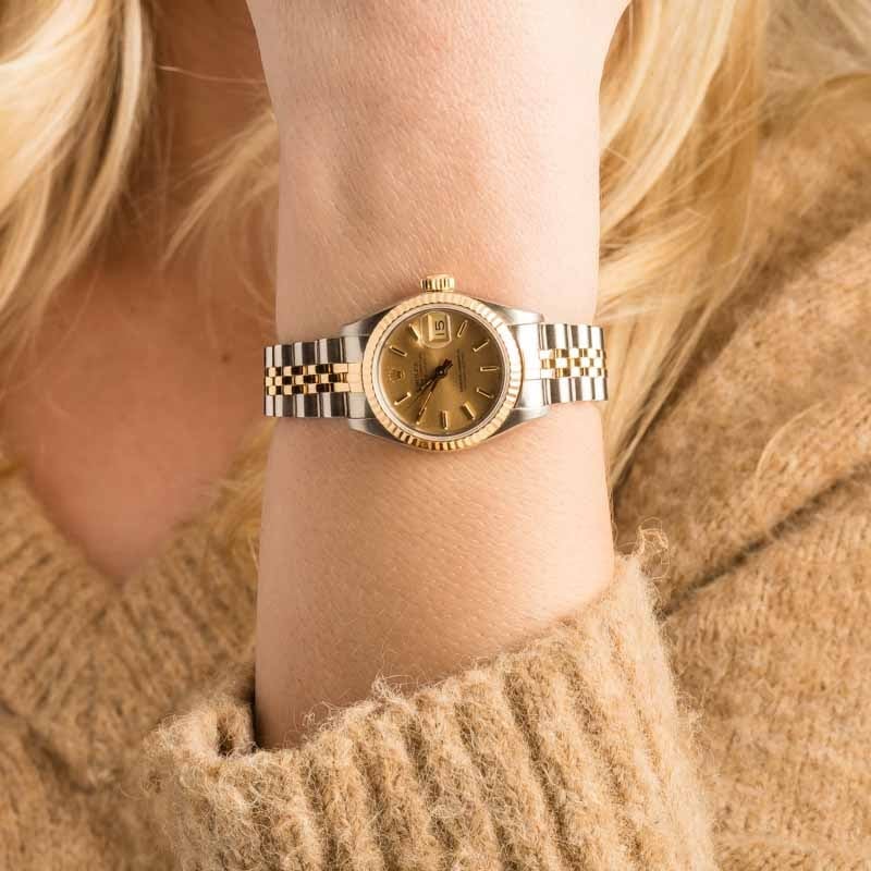Used Ladies Rolex Datejust 69173 Champagne Dial