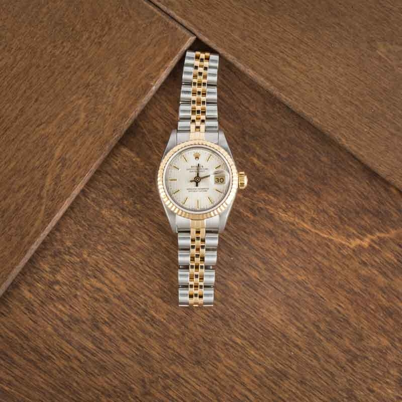 Ladies Rolex Datejust 69173 Silver Tapestry Dial