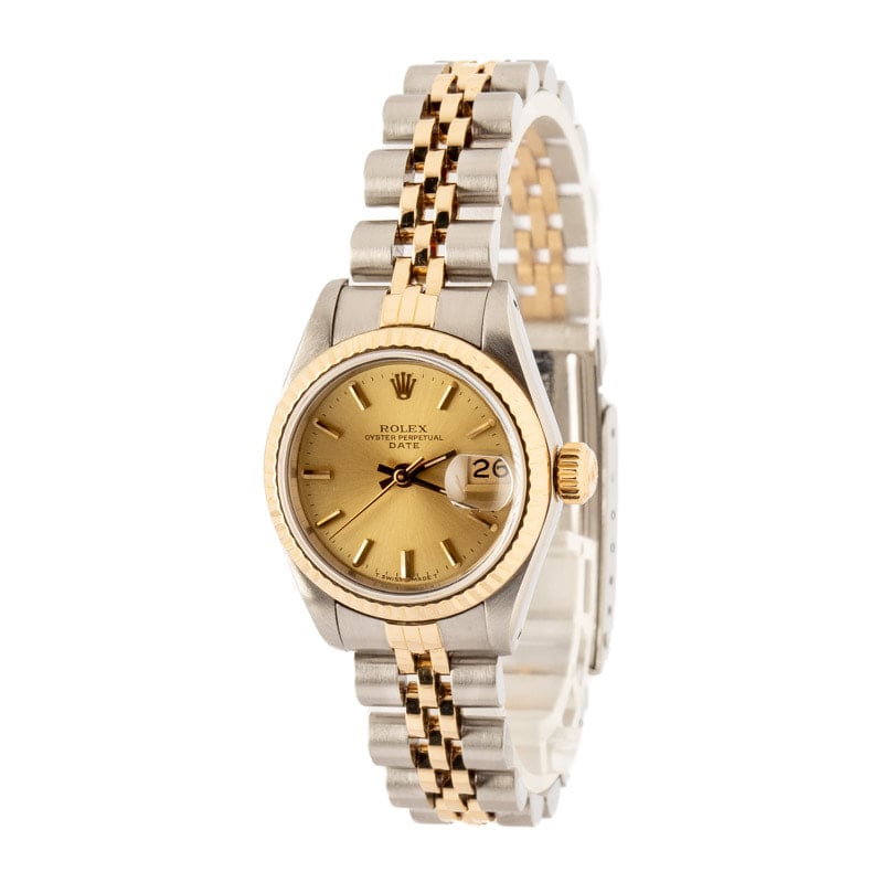 Used Lady Rolex Date 69173 Champagne Dial