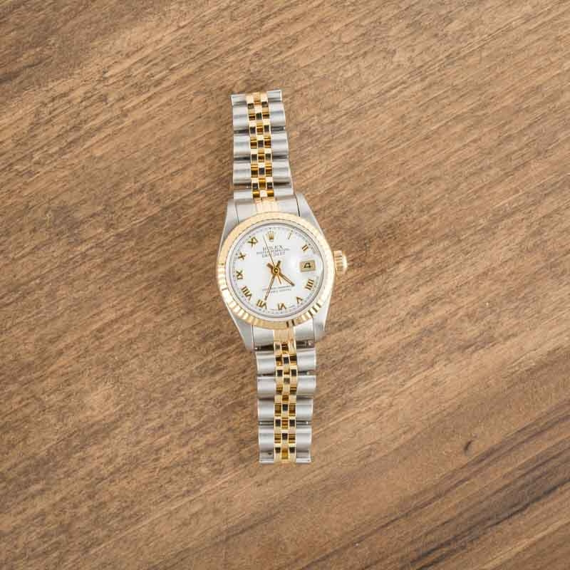 Ladies Rolex Datejust 69173 White Roman Dial