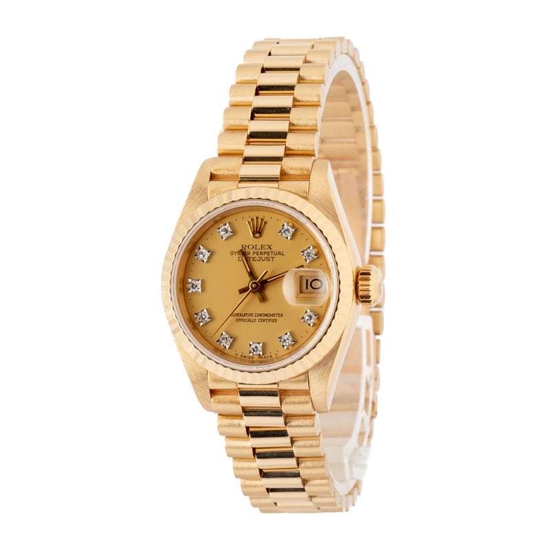 Rolex Ladies Datejust 69178 Champagne Diamond Dial