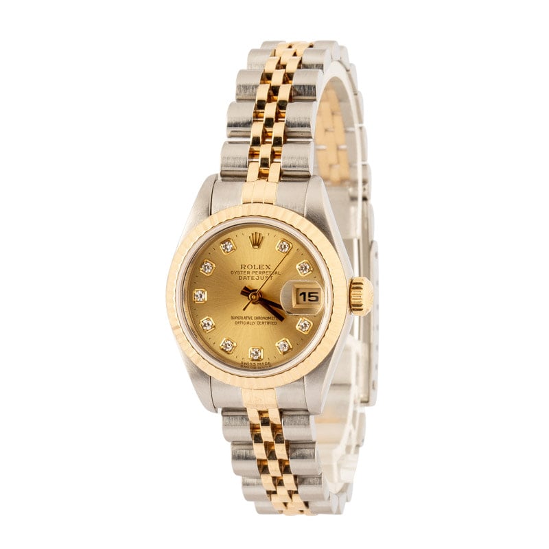 Lady Rolex Datejust Two Tone 79173 Champagne Diamond Dial