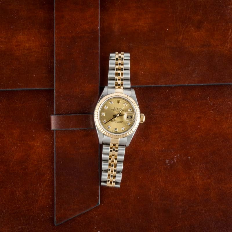 Lady Rolex Datejust 79173 Champagne Diamond Dial