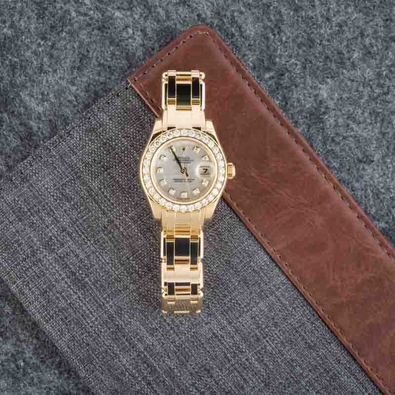 Ladies Rolex Datejust Pearlmaster 80298 18k Yellow Gold