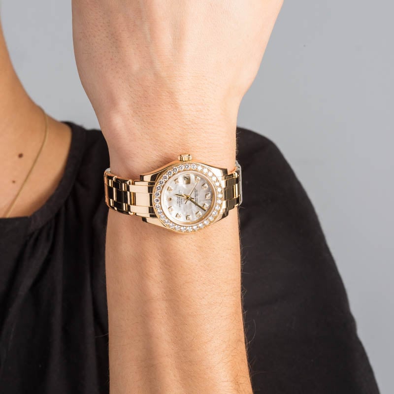 Ladies Rolex Datejust Pearlmaster 80298 18k Yellow Gold