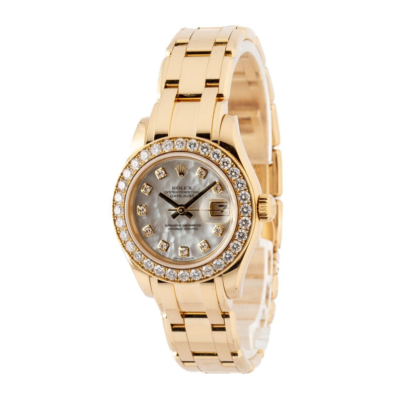 Ladies Rolex Datejust Pearlmaster 80298 18k Yellow Gold