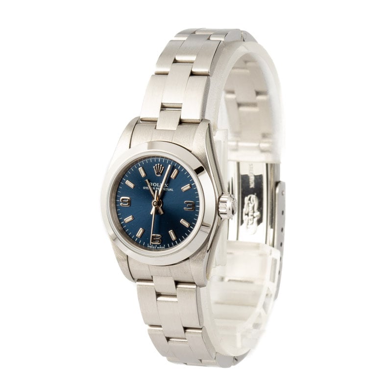 Used Rolex Oyster Perpetual Ladies 76080 Blue Dial