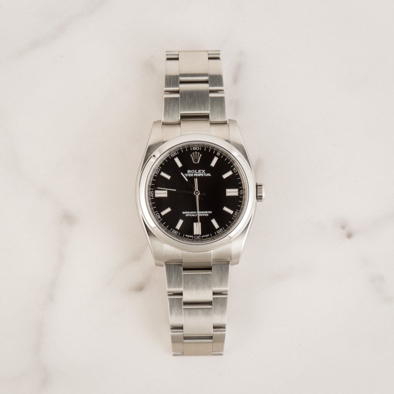 Pre-Owned Rolex Oyster Perpetual 116000 Black Dial Watch