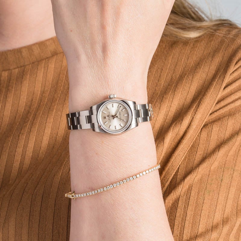 Ladies Rolex Oyster Perpetual Ref 176200 Silver Dial