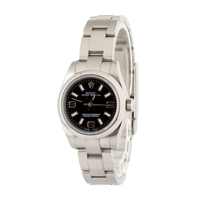 Ladies Rolex Oyster Perpetual 26 Ref 176200 Black Dial