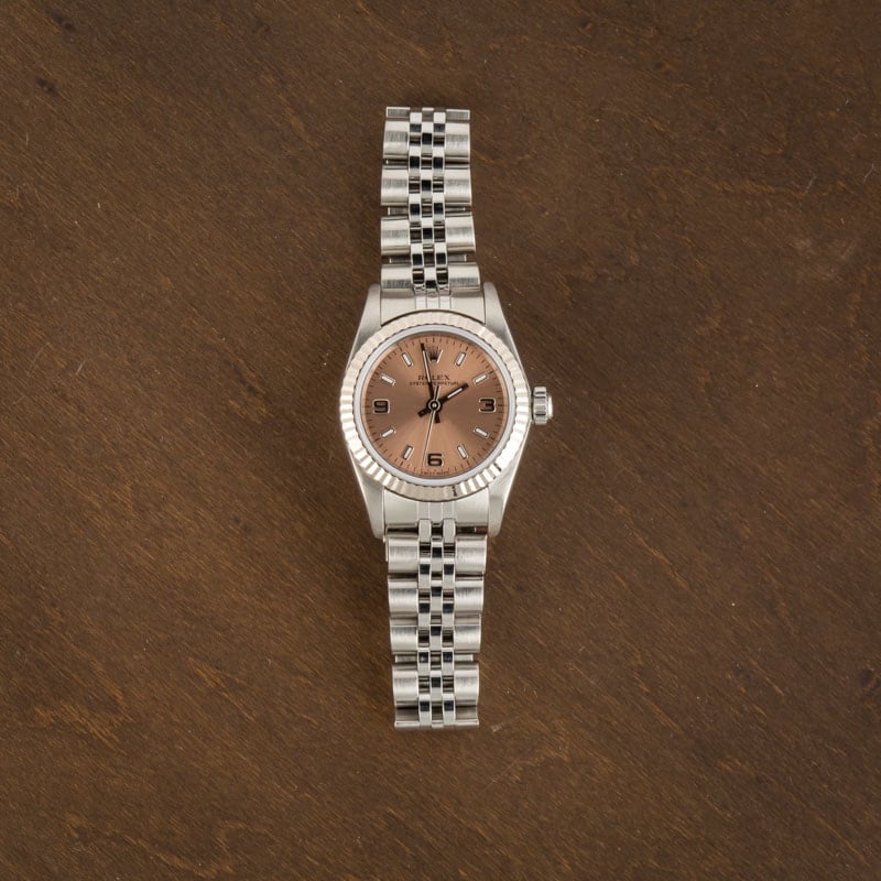 Ladies Rolex Oyster Perpetual 76094 Salmon Dial