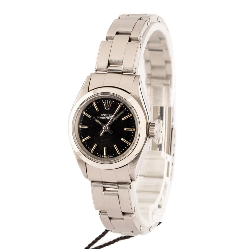 Ladies Rolex Oyster Perpetual 6718 Black Dial