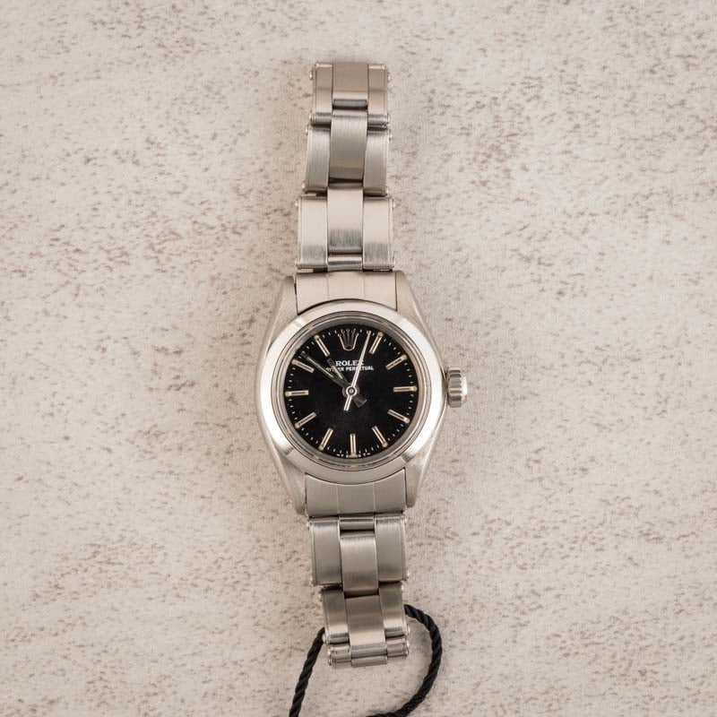 Ladies Rolex Oyster Perpetual 6718 Black Dial