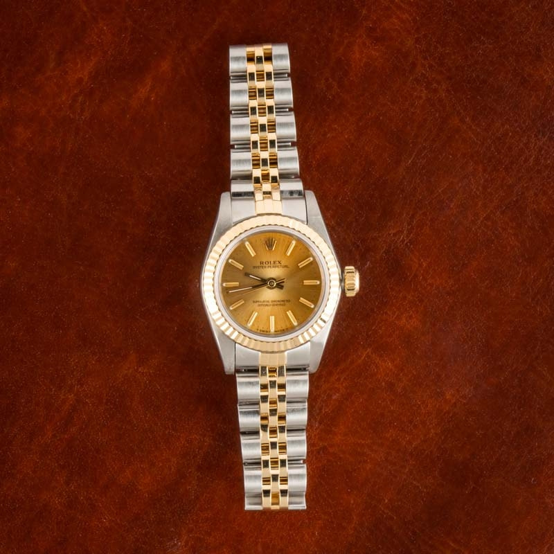 Ladies Rolex Oyster Perpetual 67193 Champagne Dial
