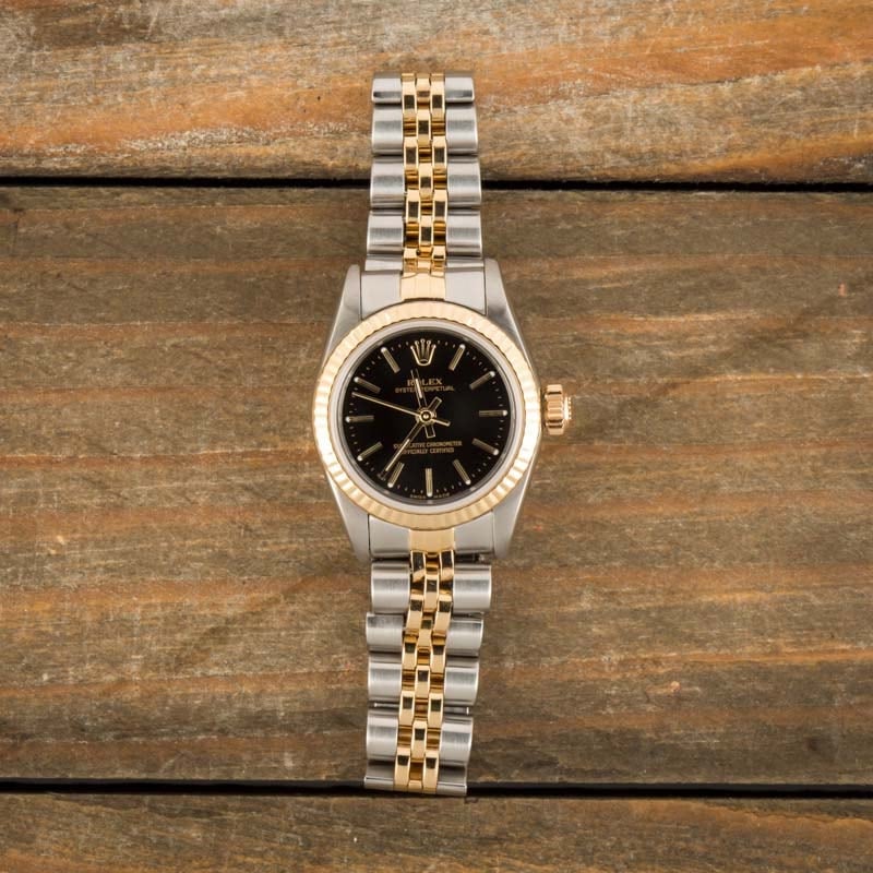 Rolex Ladies Oyster Perpetual 67193 Fluted Bezel