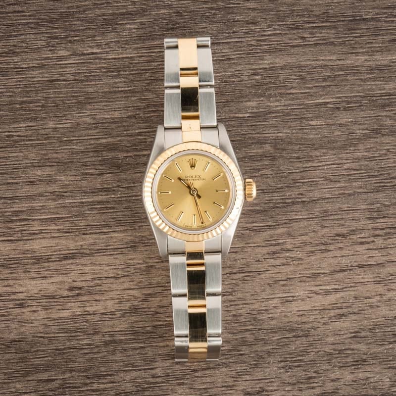 Ladies Rolex Oyster Perpetual 67193 Champagne Dial