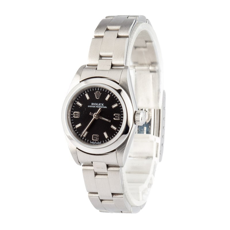 Ladies Rolex Oyster Perpetual Ref 76080 Black Dial