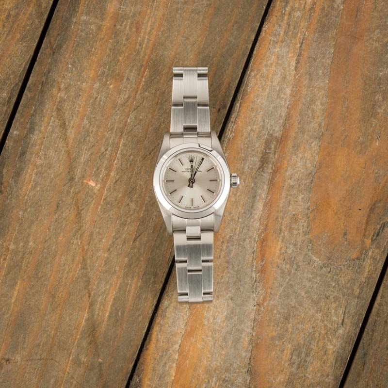 Rolex Ladies Oyster Perpetual 76080 Silver Index Dial