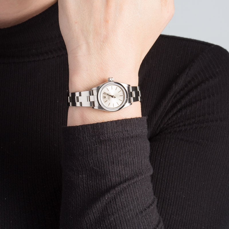 Rolex Ladies Oyster Perpetual 76080 Silver Index Dial