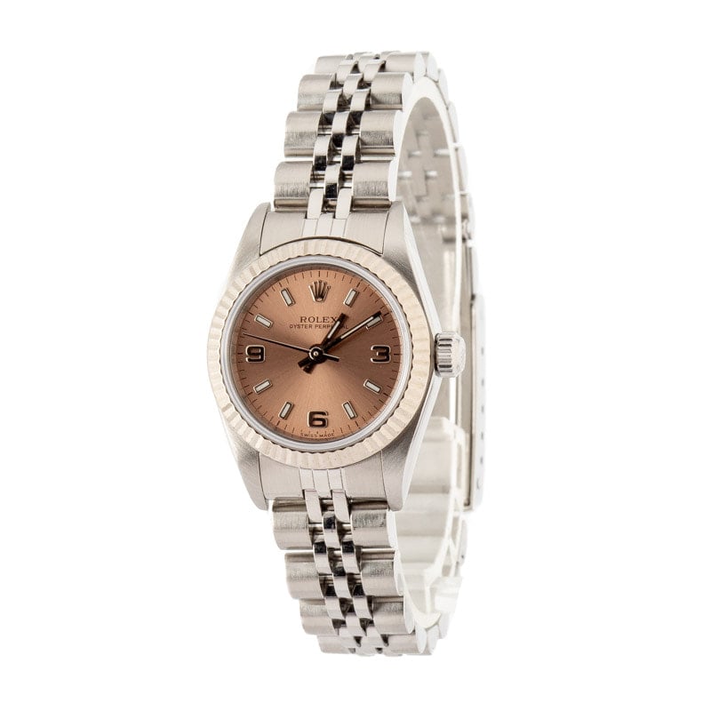 Ladies Rolex Oyster Perpetual 76094 Salmon Dial