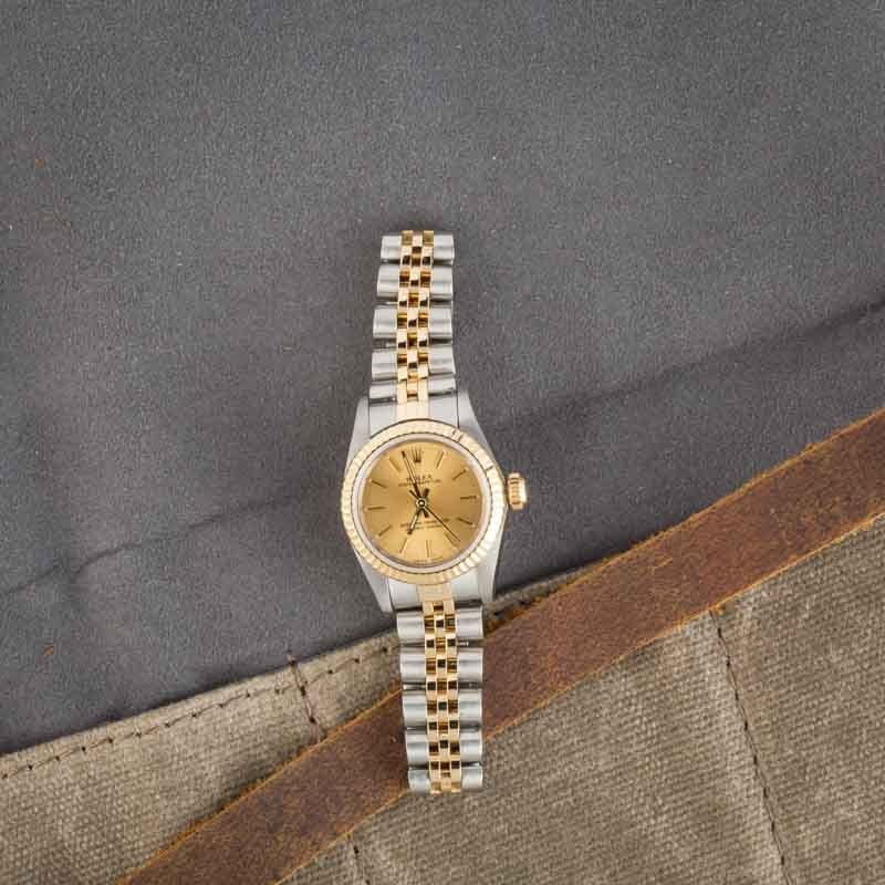 Ladies Rolex Oyster Perpetual 76193 Champagne Dial