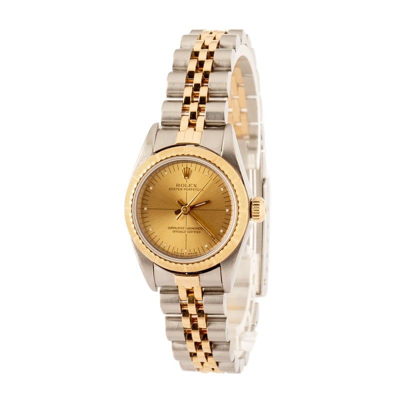 Ladies Rolex Oyster Perpetual 76243 Champagne Dial