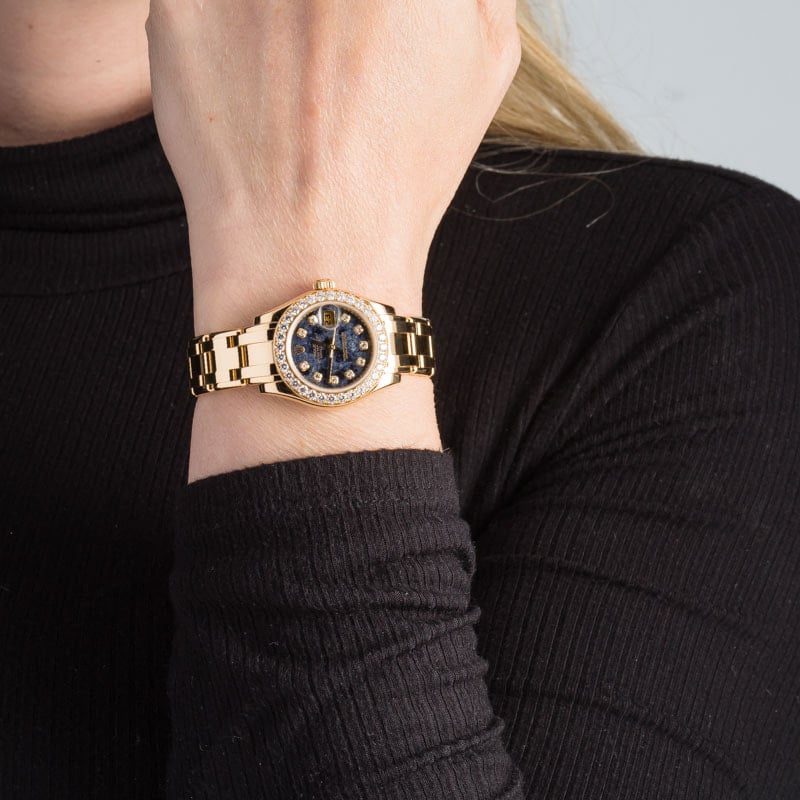 Ladies Rolex Datejust Ref 80298 18k Yellow Gold Pearlmaster