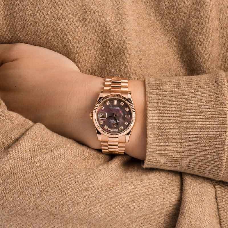 Pre Owned Rolex Day-Date 118235 Everose Gold Mother of Pearl