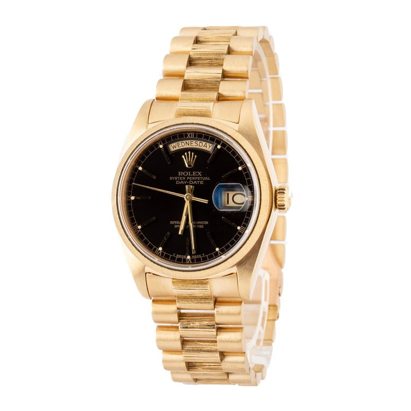Rolex Day-Date 36 Ref 18078 Barked Finish Black Dial