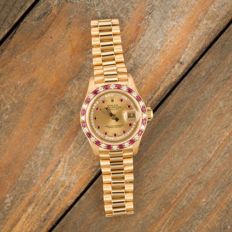 Pre-Owned Rolex President 69198 Rubies & Diamonds