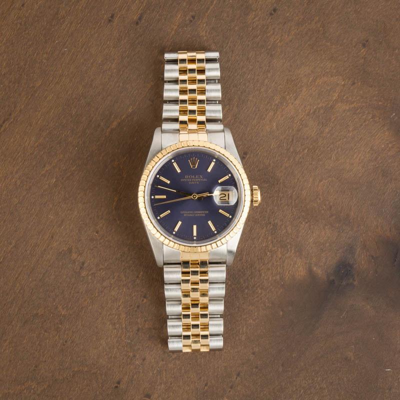 Rolex Date 15223 Blue Index Dial