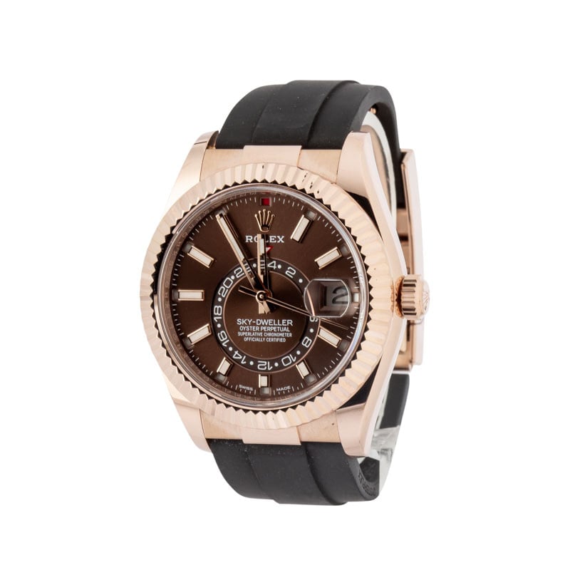 Men's Rolex Sky-Dweller 326235 18k Everose Gold Chocolate Dial