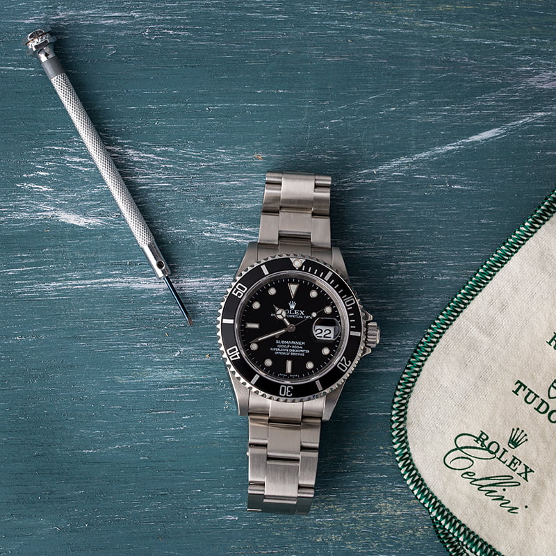 Rolex Submariner 16610 Stainless Steel No Holes Case