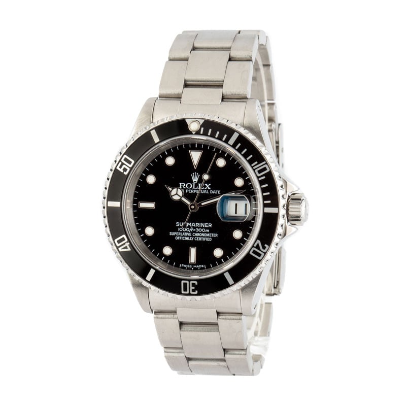 Mens Rolex Submariner 16610 Black Dial