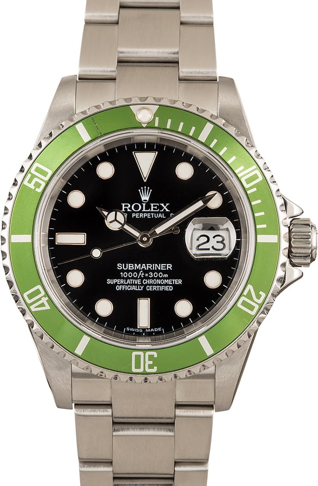 Rolex Submariner Green Kermit 16610-Stainless Steel Watch, Used, Mens