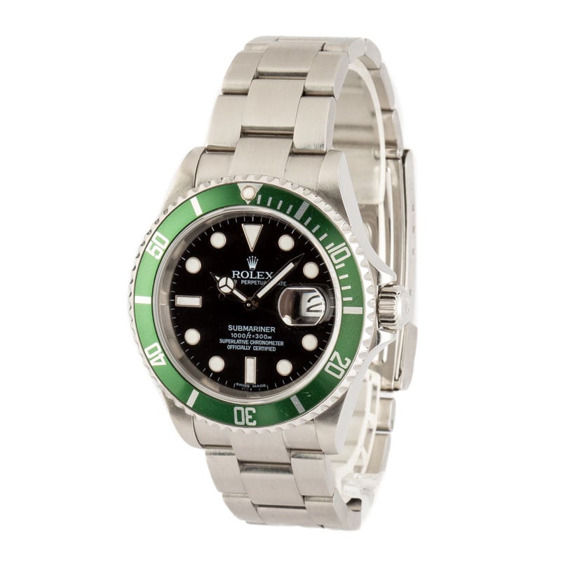 Rolex Submariner Green Kermit 16610 Stainless Steel Watch