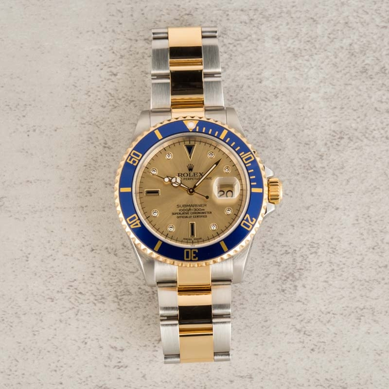 Rolex Submariner 16613 Serti Diamond Dial