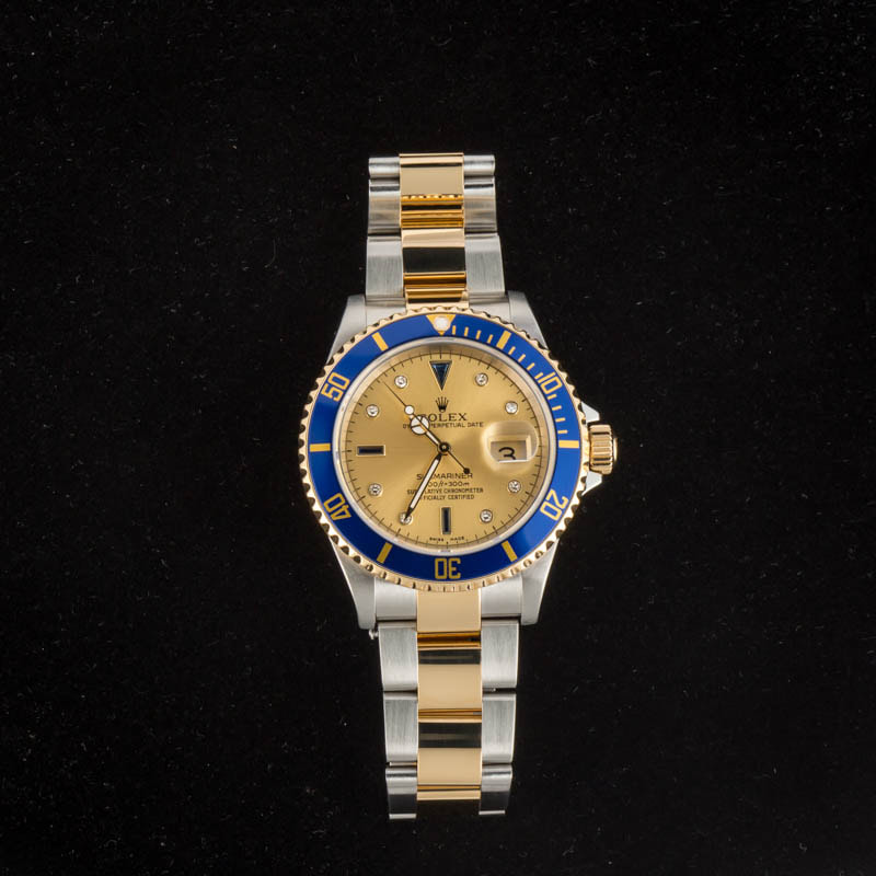 Rolex Submariner 16613 Serti Dial Steel & Gold