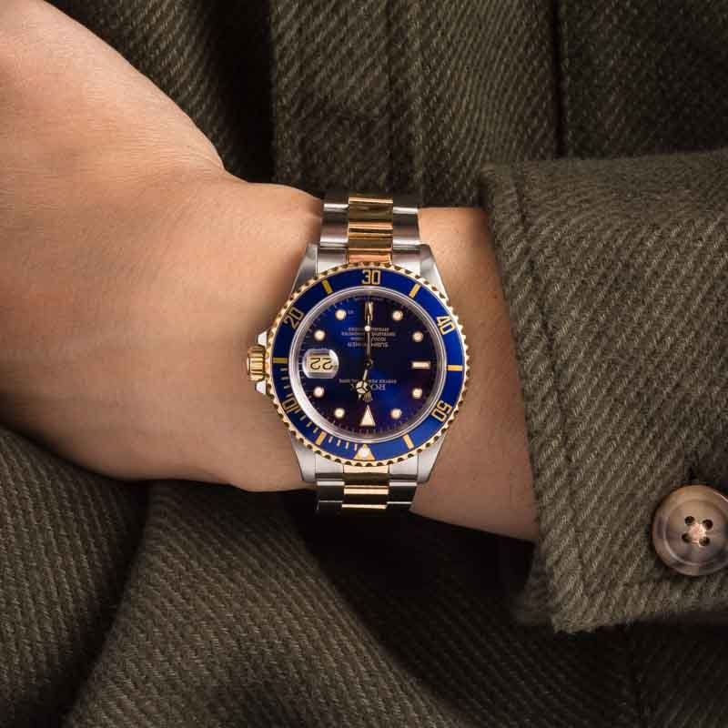 Mens Rolex Submariner 16613 Blue Dial