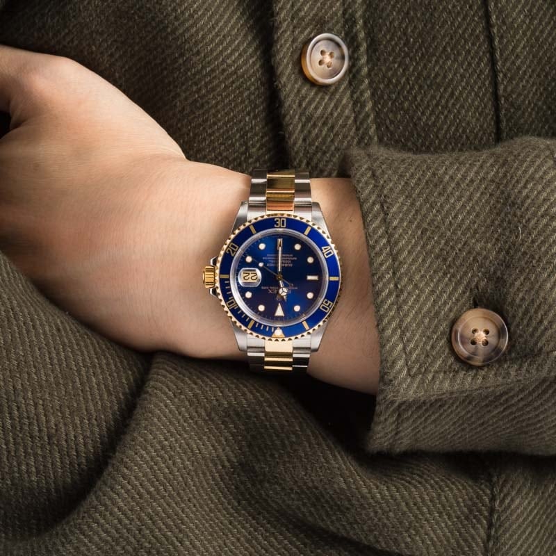 Mens Rolex Submariner 16613 Blue Dial