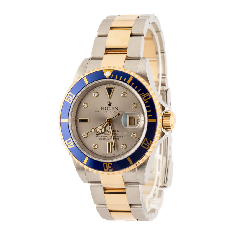 Rolex Submariner 16613T Slate Serti Dial