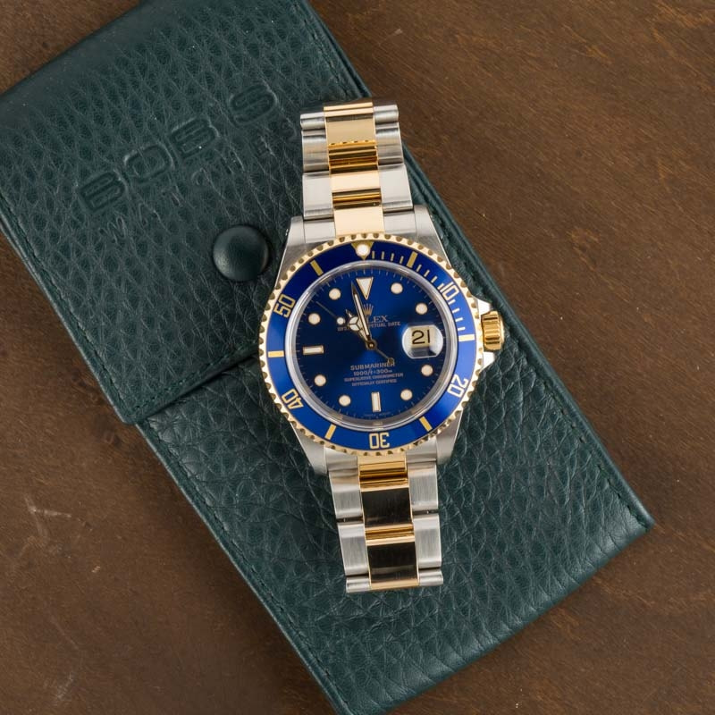 Mens Rolex Submariner 16613 Blue Dial