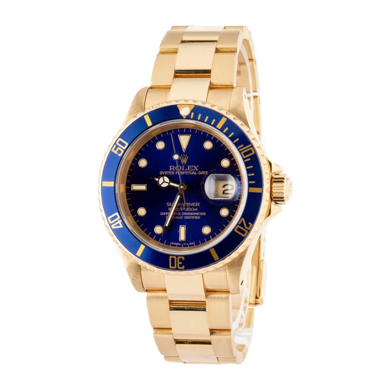 Used Rolex Submariner ref 16618 18k Yellow Gold