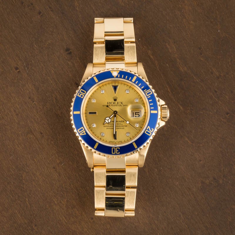 Rolex Submariner 16618 Champagne Serti