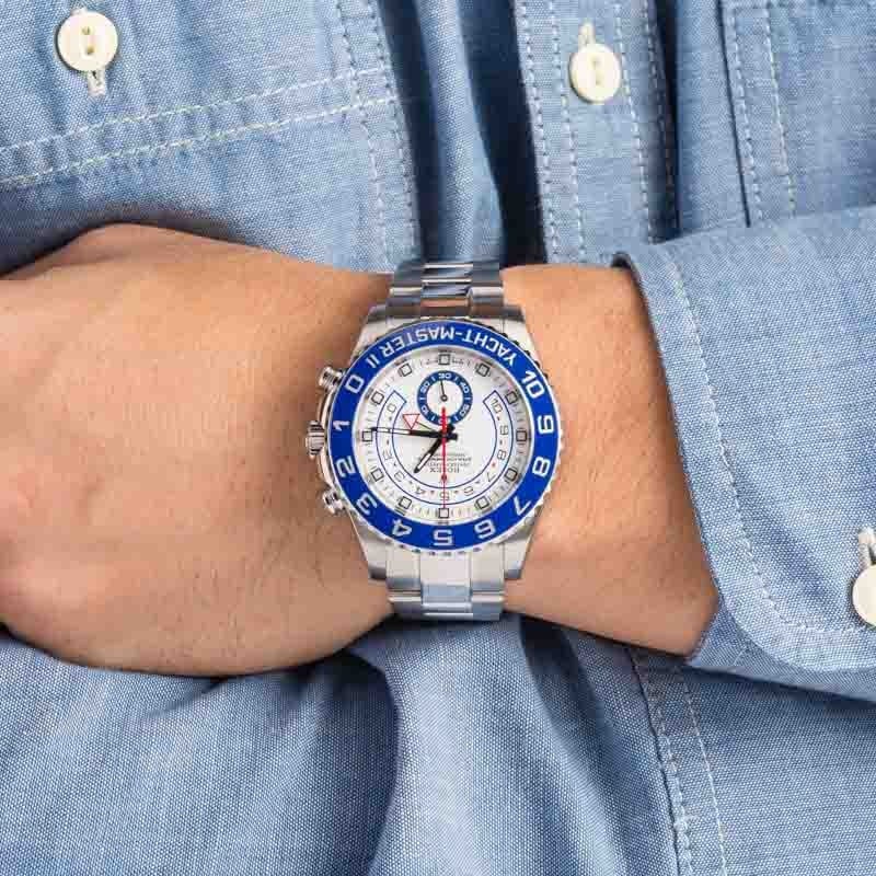 Rolex Yacht-Master II Ref 116680 White Dial Blue Bezel
