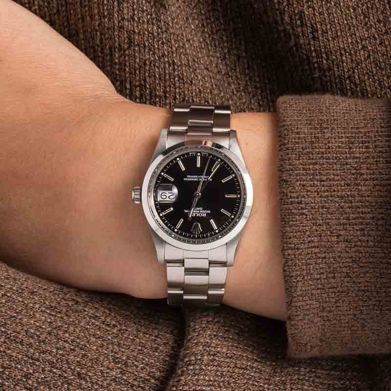 Rolex Date 15000 Stainless Steel Black Dial