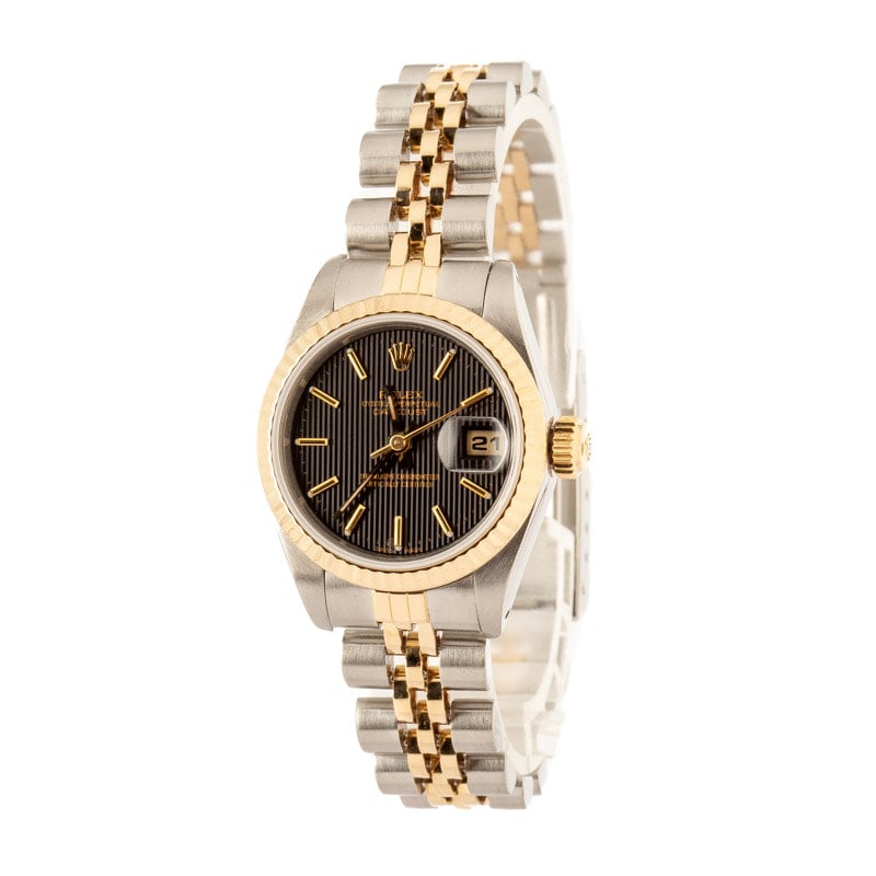 Ladies Rolex Datejust 69173 Black Tapestry Dial
